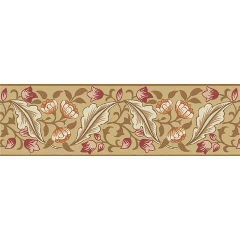 Morris & Co Wallpaper Border Bluebell+Peony 217608 Gold/Madder