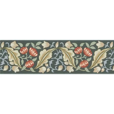 Morris & Co Wallpaper Border Bluebell+Peony 217609 Bayleaf/Manilla
