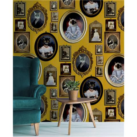Graduate Collection Wallpaper A Cavalcade of Cats Mustard