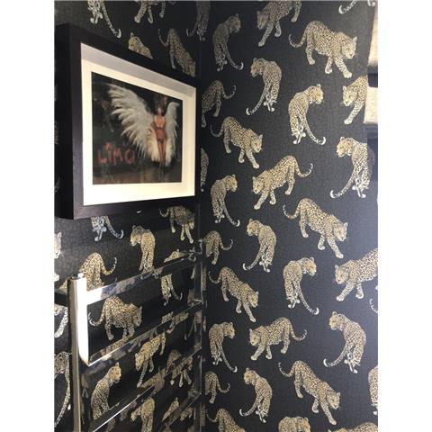 Graduate Collection Wallpaper All over Leopard Charcoal