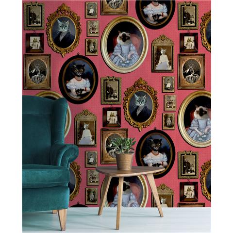 Graduate Collection Wallpaper A Cavalcade of Cats Red