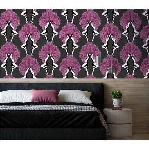Graduate Collection Wallpaper Showgirls Metallic Pink/black