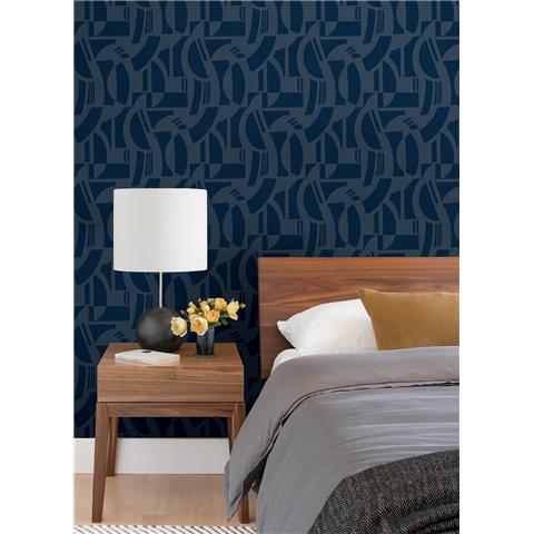 Scott Living 3 Carter Geometric Flock Wallpaper SP87381