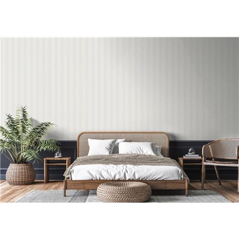 Style Sisters Flock Stripe Wallpaper SS21238 White