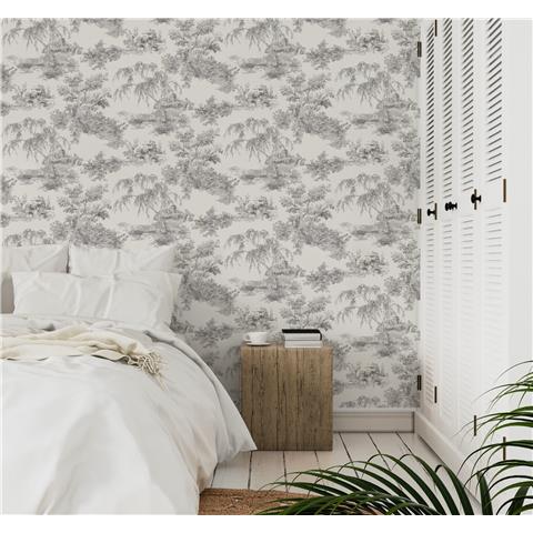 Grandeco Toile Wallpaper A69803 Grey