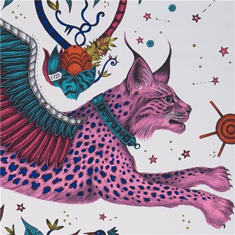 Emma J Shipley Wilderie Wallpaper Lynx W0118-03 magenta
