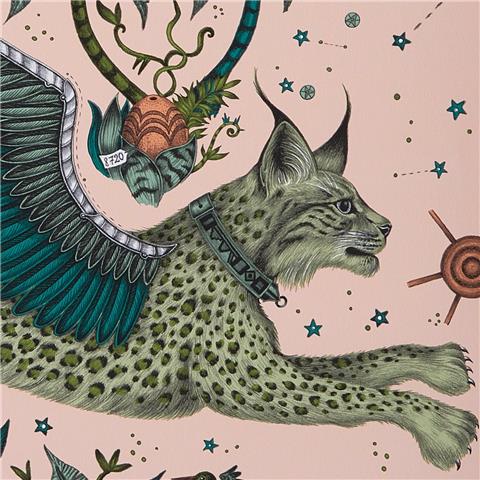 Emma J Shipley Wilderie Wallpaper Lynx W0118-05 Pink