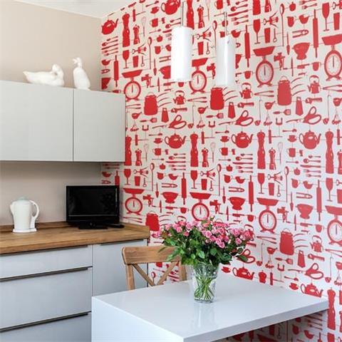 Graduate Collection Wallpaper Airfix Kitchen Red