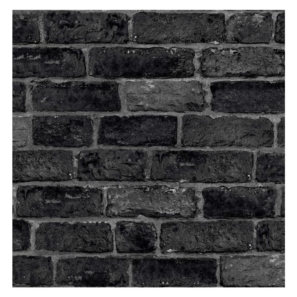 GRAHAM AND BROWN brick WALLPAPER charcoal 107980