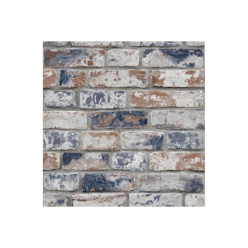 GRAHAM AND BROWN brick WALLPAPER navy/red 108596