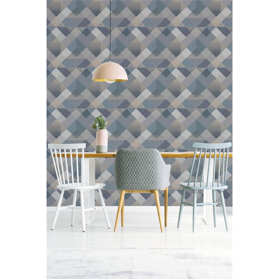 Super Fresco Easy Zen Kaleidoscope Wallpaper 118707 Denim