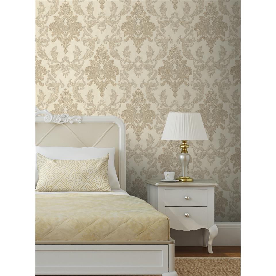 Rasch Vasari Bellini Damask Wallpaper 526202 Gold