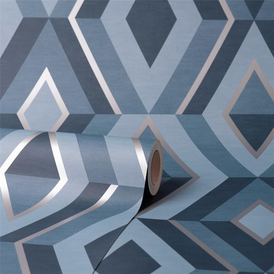 Fine Decor shard Geometric wallpaper FD42608 blue/silver