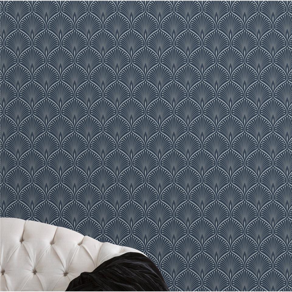 GrandecoLife Layla Art deco Wallpaper GV3103 navy/gold