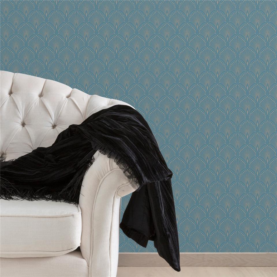 GrandecoLife Layla Art deco Wallpaper GV3104 teal